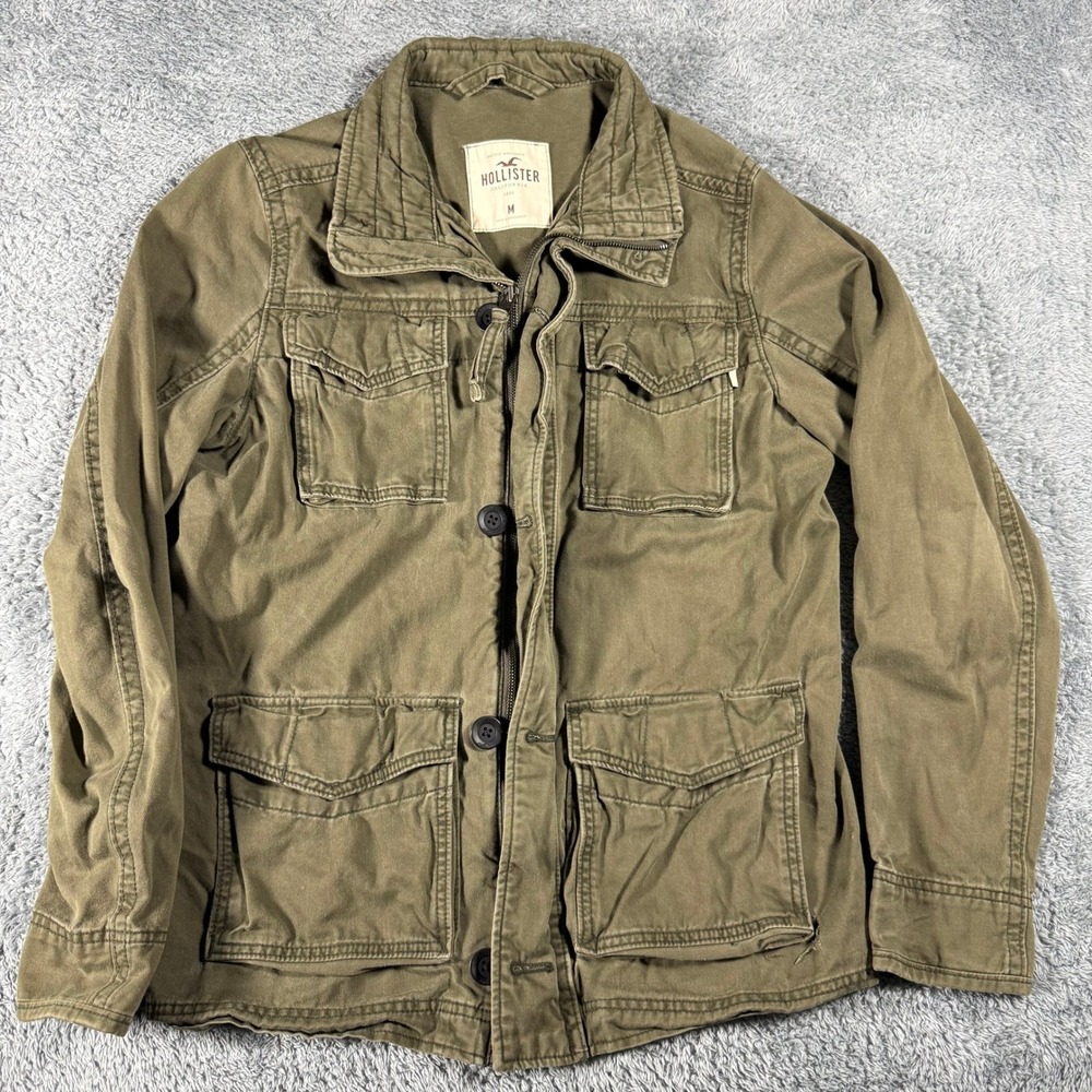 Hollister Field Jacket Women Medium Olive Green Utility Military Safari Photogra